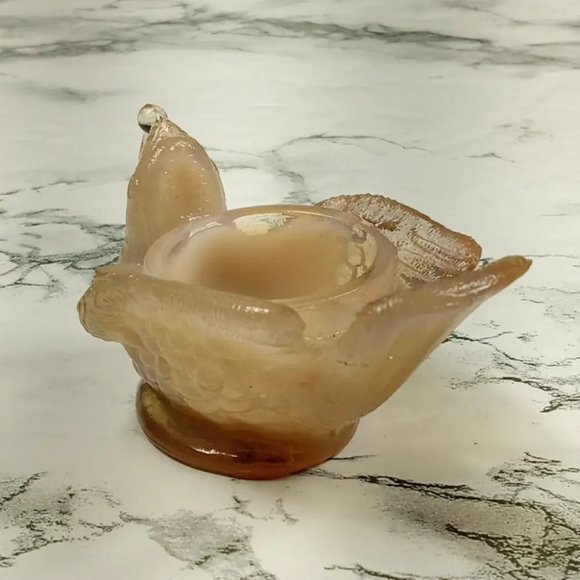 Degenhart Glass Bird & Berry Trinket Paperweight Open Salt Vtg - Picture 5 of 10